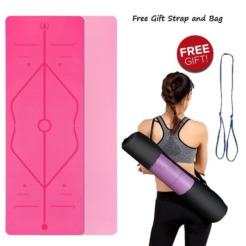 6mm thickness,  2 colors TPE Yoga Mat with Alignment Marker/Lines