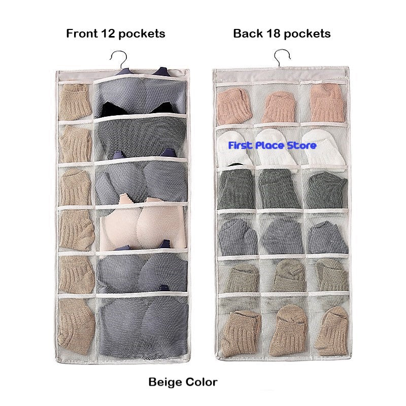 Dual-Sided Hanging Organizer with 30 Pockets