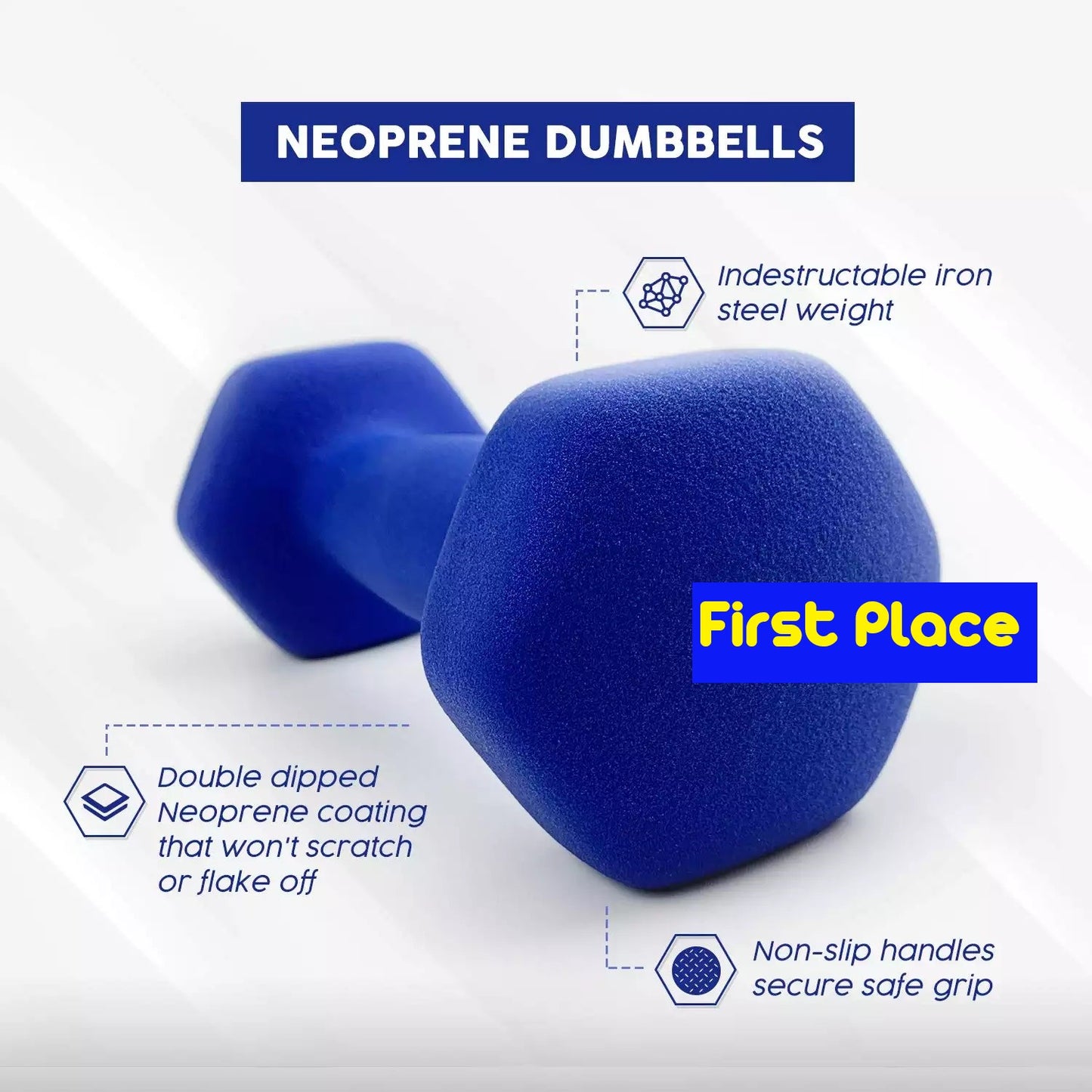 1Kg,1.5Kg,2Kg,2.5Kg,3Kg Neoprene coated Dumbbells Set