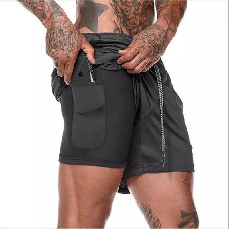 Men Gym Shorts / Workout Pants / Running Shorts / Sportswear/Fitness Training Pants with Liner