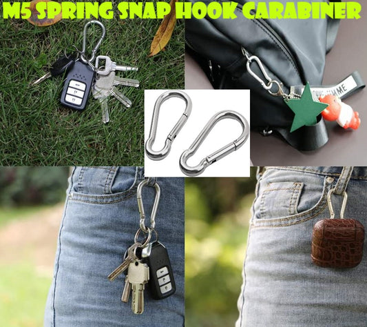 2 Pcs M5 Spring Snap Hook Carabiner