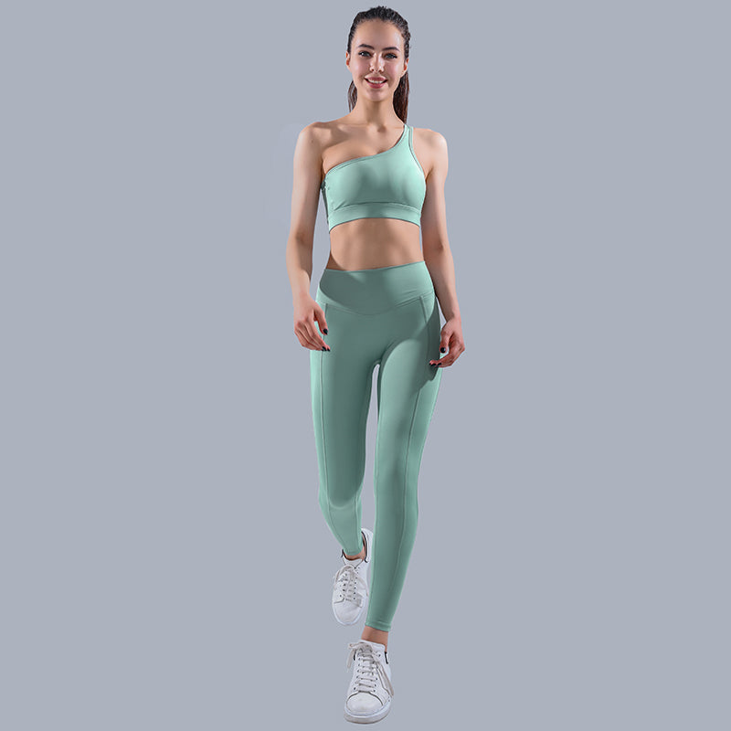 One shoulder Yoga/Sports bra and pants set