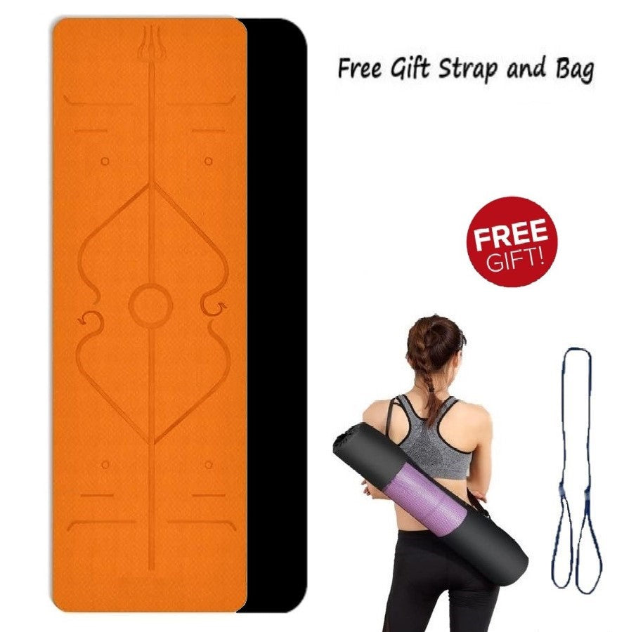 6mm thickness,  2 colors TPE Yoga Mat with Alignment Marker/Lines