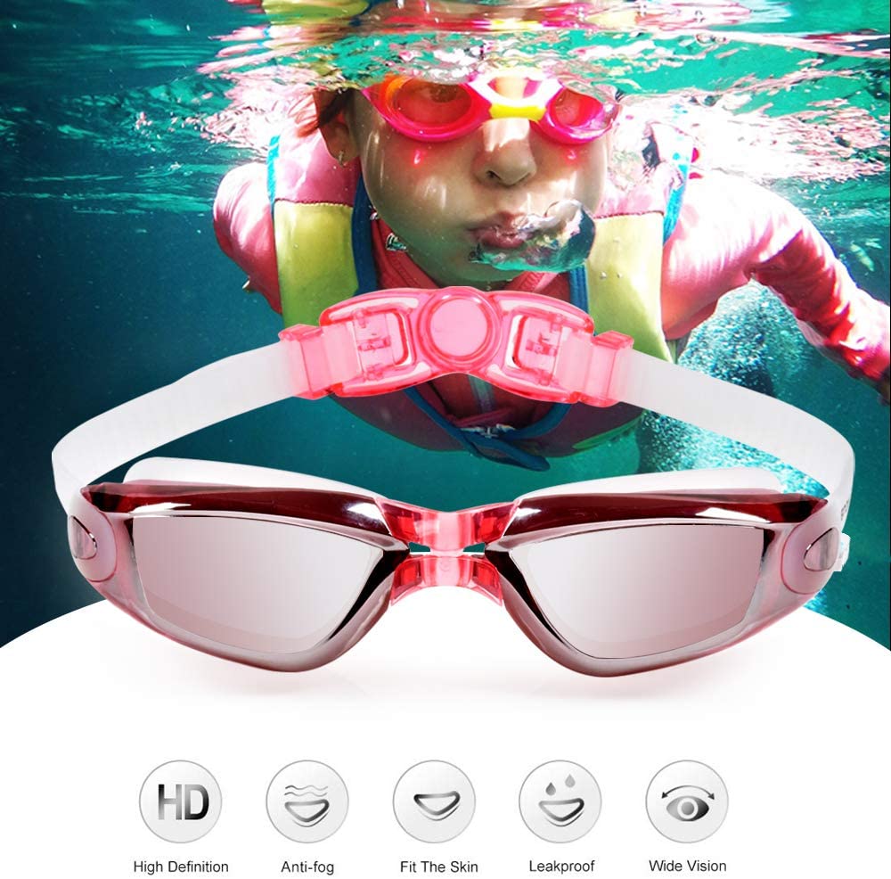 Snowledge Anti-fog UV Protection Children Swimming Goggle w/Earplugs and Nose Clips