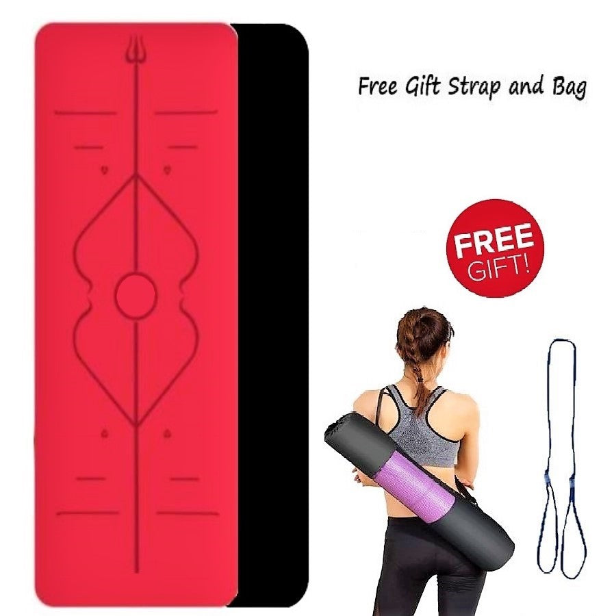 6mm thickness,  2 colors TPE Yoga Mat with Alignment Marker/Lines