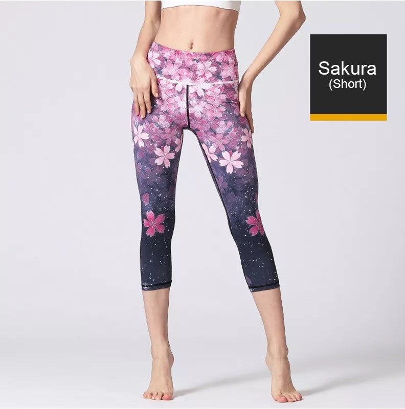 Sakura Flower Seamed Tight Yoga Leggings /Running/Gym wear/Fitness wear/Sportwear/Yoga Pants