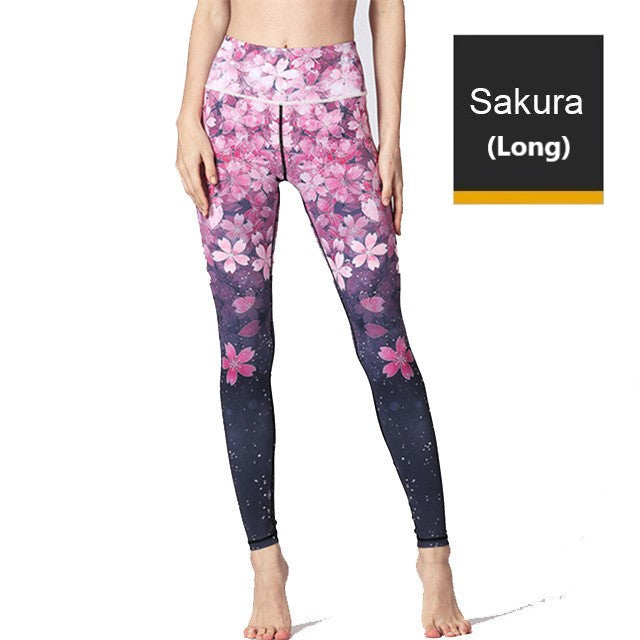 Sakura Flower Seamed Tight Yoga Leggings /Running/Gym wear/Fitness wear/Sportwear/Yoga Pants