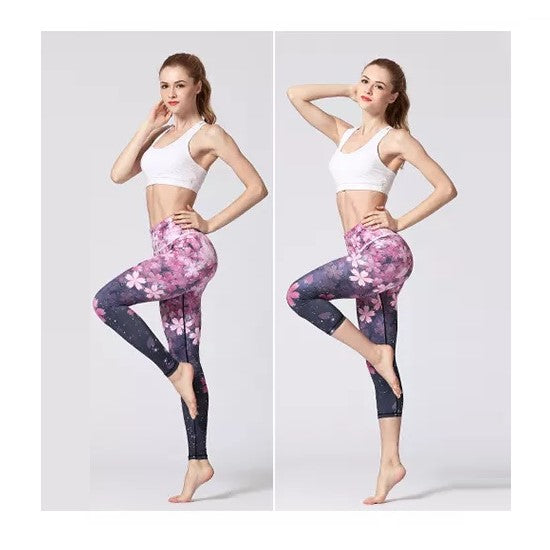 Sakura Flower Seamed Tight Yoga Leggings /Running/Gym wear/Fitness wear/Sportwear/Yoga Pants