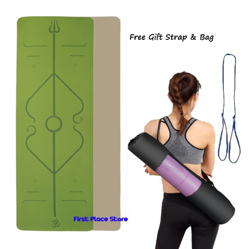 6mm thickness,  2 colors TPE Yoga Mat with Alignment Marker/Lines