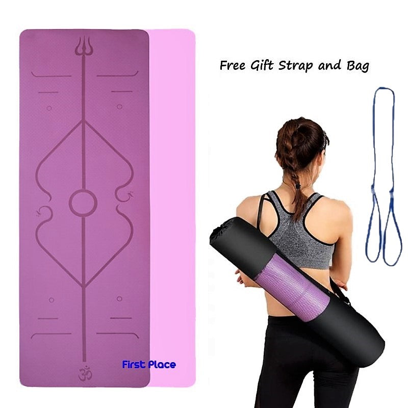 6mm thickness,  2 colors TPE Yoga Mat with Alignment Marker/Lines