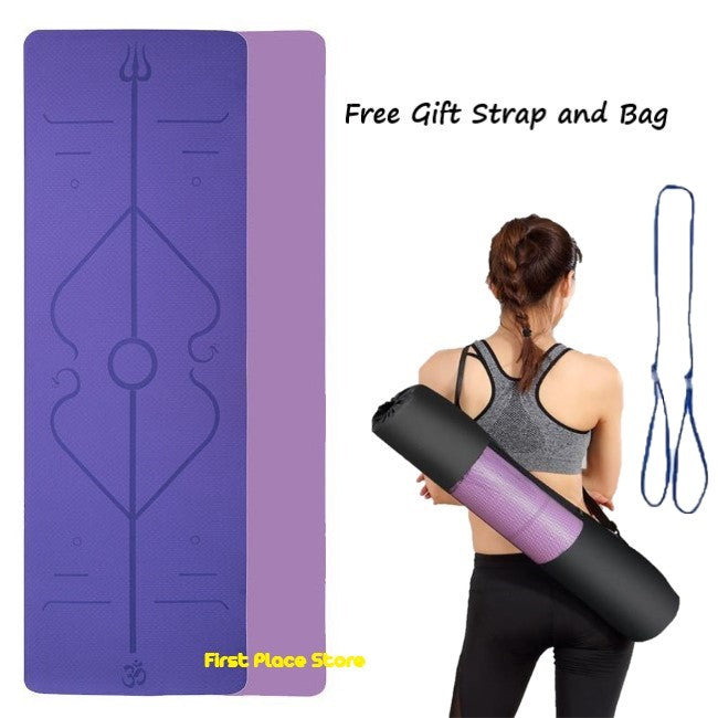 6mm thickness,  2 colors TPE Yoga Mat with Alignment Marker/Lines